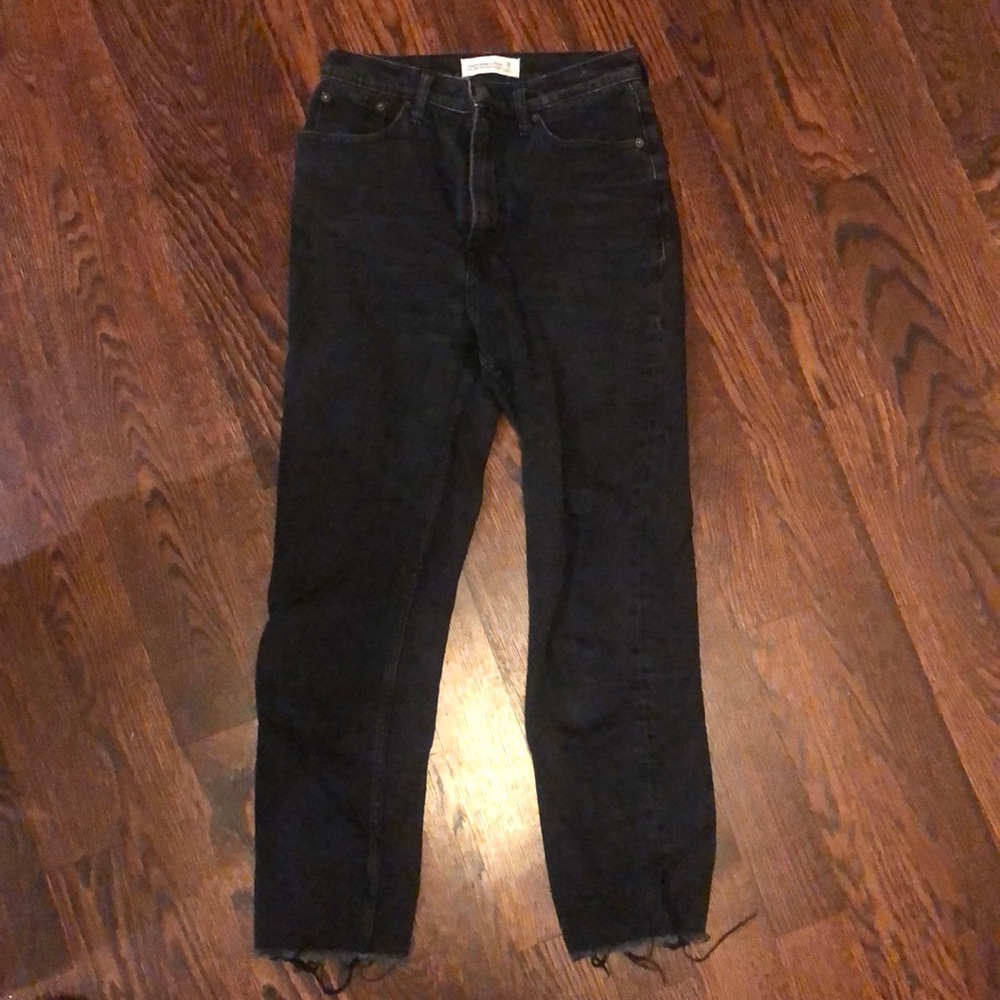 Abercrombie & Fitch Black Ultra High Rise Straight Jeans
